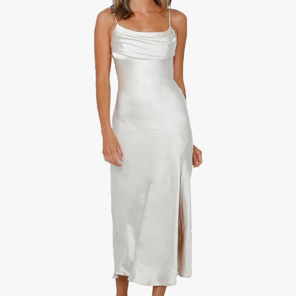 Satin silky slip white dress